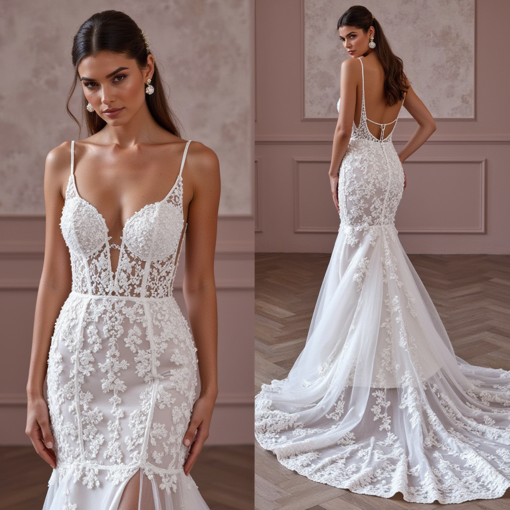 Mermaid Wedding Dress with a Lace-Up Back for a Flattering Fit