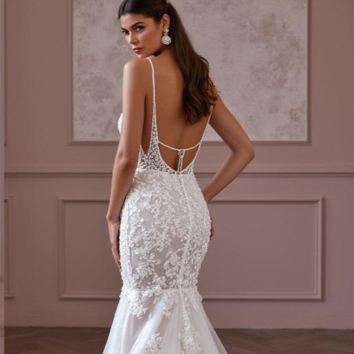 Mermaid Wedding Dress with a Lace-Up Back for a Flattering Fit