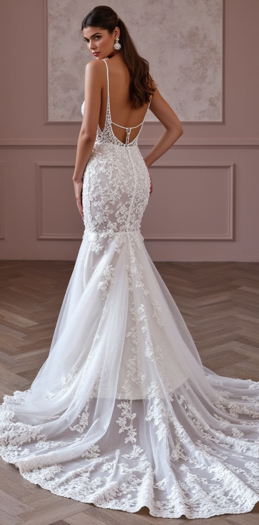Mermaid Wedding Dress with a Lace-Up Back for a Flattering Fit