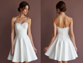 Modern Short Wedding Dress and Mini Dress with a Sleek Strapless Bodice