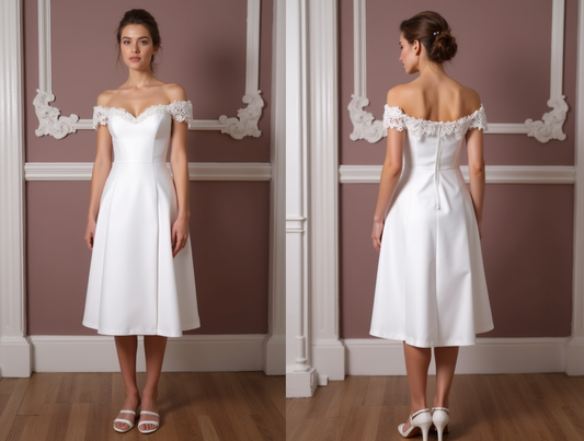 Glamorous Short Wedding Dress and Mini Dress with a Fitted Silhouette and Beading