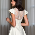 Modern Mini Short Wedding Dress with a Corset Bodice for a Flattering Silhouette