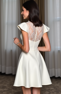 Modern Mini Short Wedding Dress with a Corset Bodice for a Flattering Silhouette