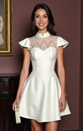 Modern Mini Short Wedding Dress with a Corset Bodice for a Flattering Silhouette