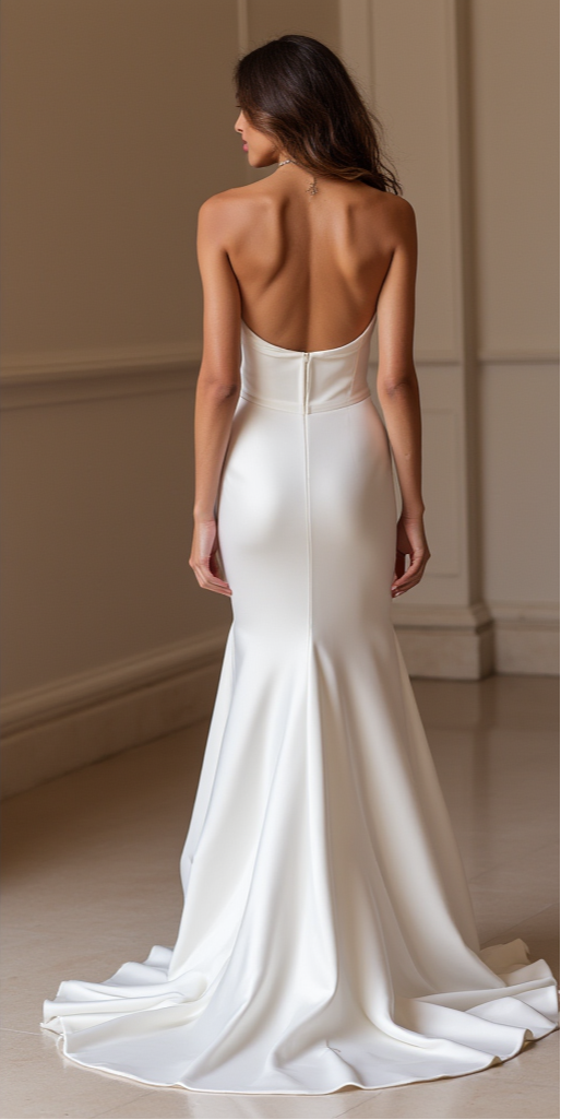 Timeless Elegance: Strapless Satin Mermaid Wedding Gown