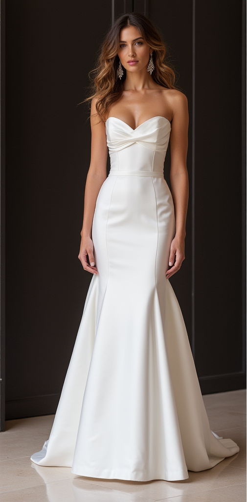Strapless Satin Mermaid Wedding Dress with Sweetheart Neckline