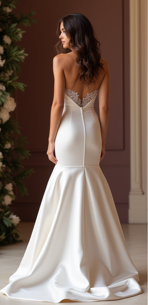 Satin Perfection: Elegant Strapless Mermaid Wedding Dress