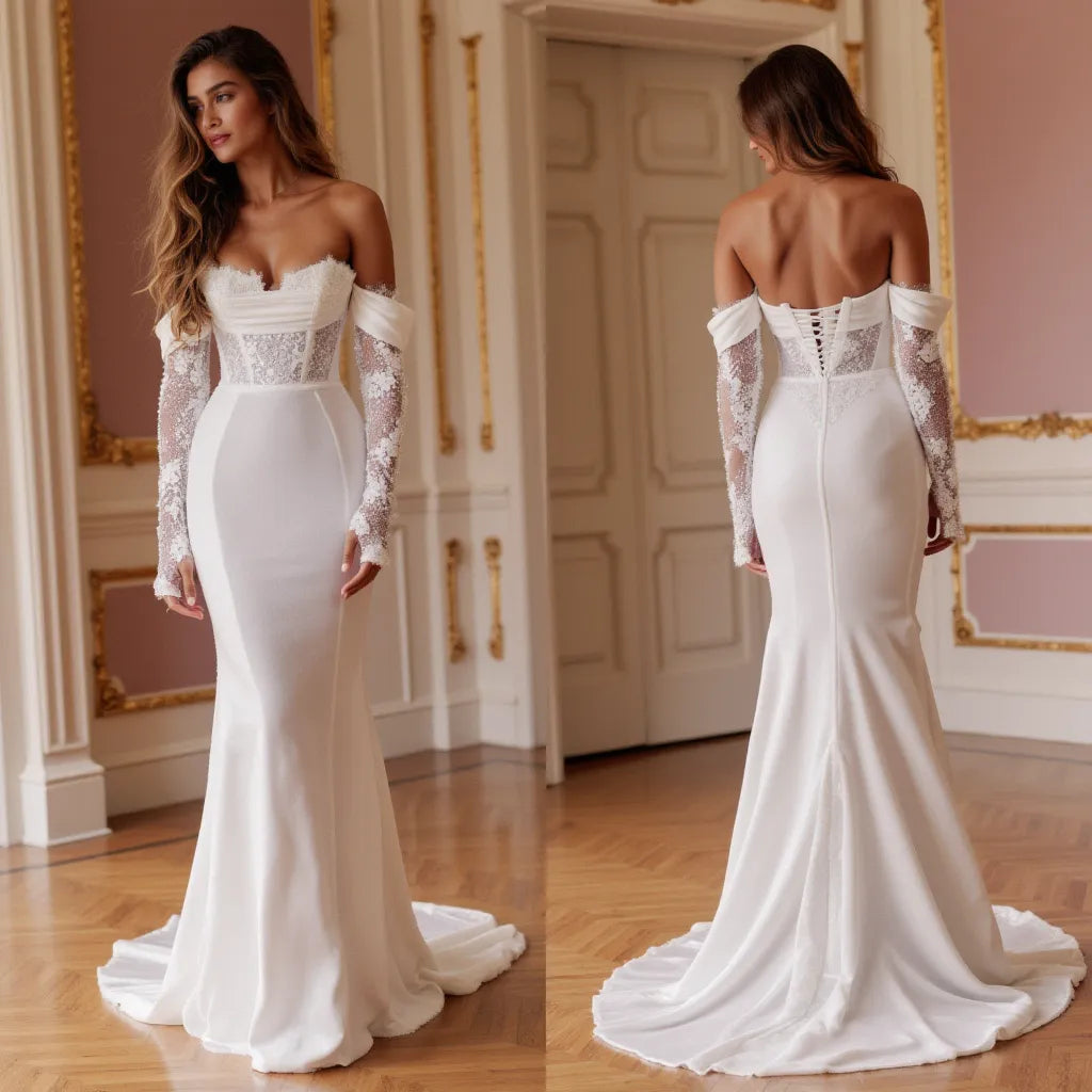Mermaid Wedding Dress for Petite Brides Wanting a Long and Elegant Look