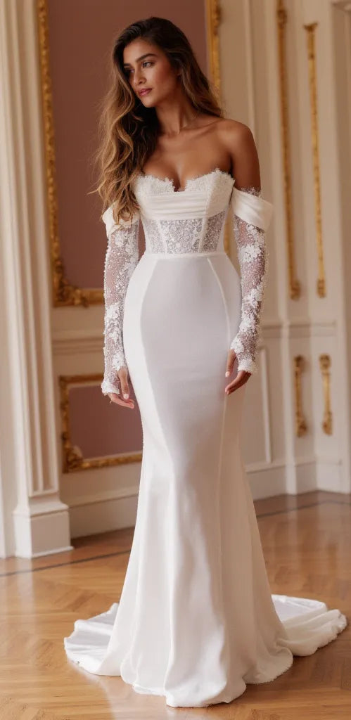 Mermaid Wedding Dress for Petite Brides Wanting a Long and Elegant Look