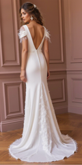 Mermaid Wedding Gown with Lace Strap and Deep V-Back