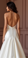 Timeless Satin Wedding Dress with Sweetheart Neckline & Low Back