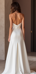 Strapless Simple Wedding Dress in Smooth Satin
