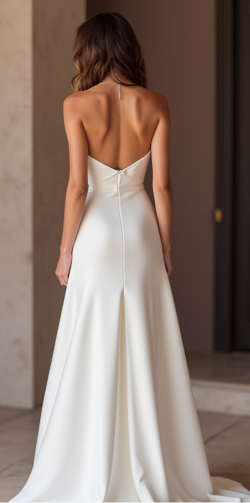 Strapless Simple Wedding Dress in Smooth Satin