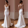 Lace Corset Satin Wedding Dress with Wide Straps