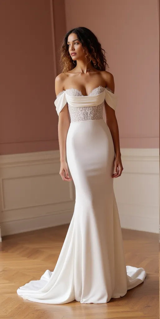 Mermaid Wedding Gown with a Long Train for a Dramatic Wedding Entrance