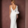A-Line White Gown with Cap Sleeves for a Subtle and Elegant Bridal Look