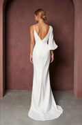A-Line White Gown with Cap Sleeves for a Subtle and Elegant Bridal Look
