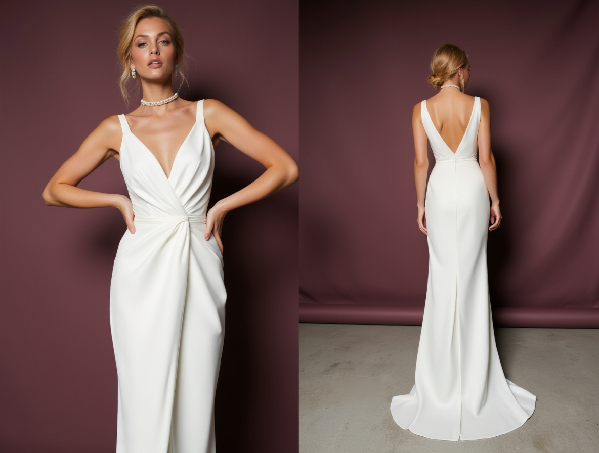 A-Line White Wedding Dress with a Floor-Length Skirt for an Effortless Look