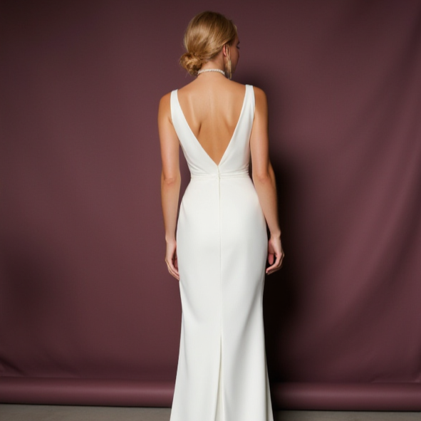 A-Line White Wedding Dress with a Floor-Length Skirt for an Effortless Look