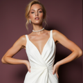 A-Line White Wedding Dress with a Floor-Length Skirt for an Effortless Look