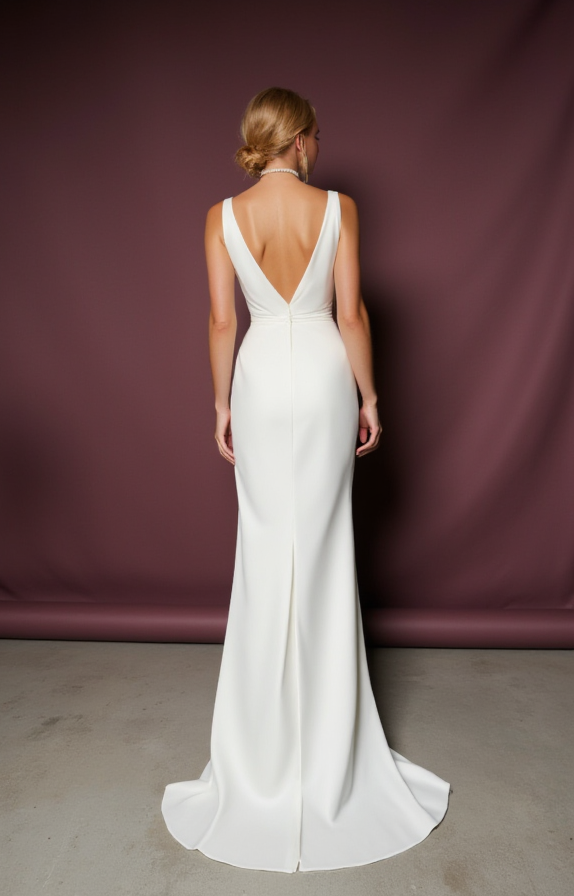 A-Line White Wedding Dress with a Floor-Length Skirt for an Effortless Look
