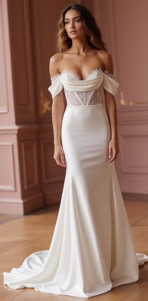 Mermaid Fit-and-Flare Wedding Dress for an Elegant and Feminine Look