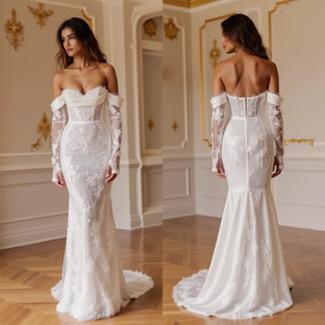 Mermaid Fit-and-Flare Wedding Dress for Trendy Brides Who Love Glam