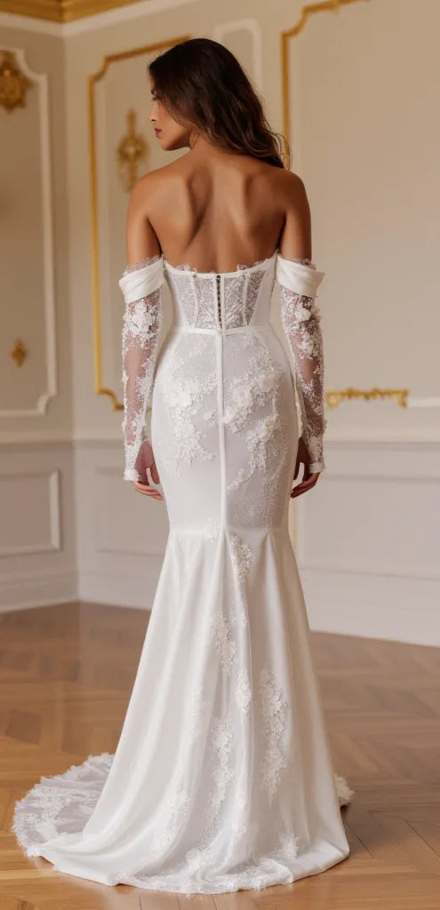 Mermaid Fit-and-Flare Wedding Dress for Trendy Brides Who Love Glam