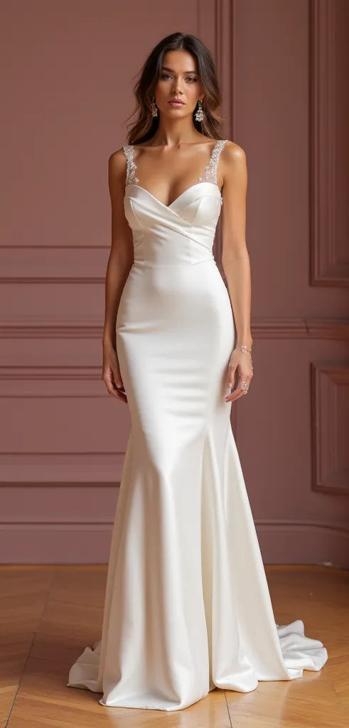Mermaid Fit-and-Flare Wedding Dress with a Sleek and Chic Fit