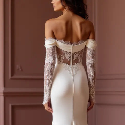 Mermaid Fit-and-Flare Wedding Dress for Minimalist Brides