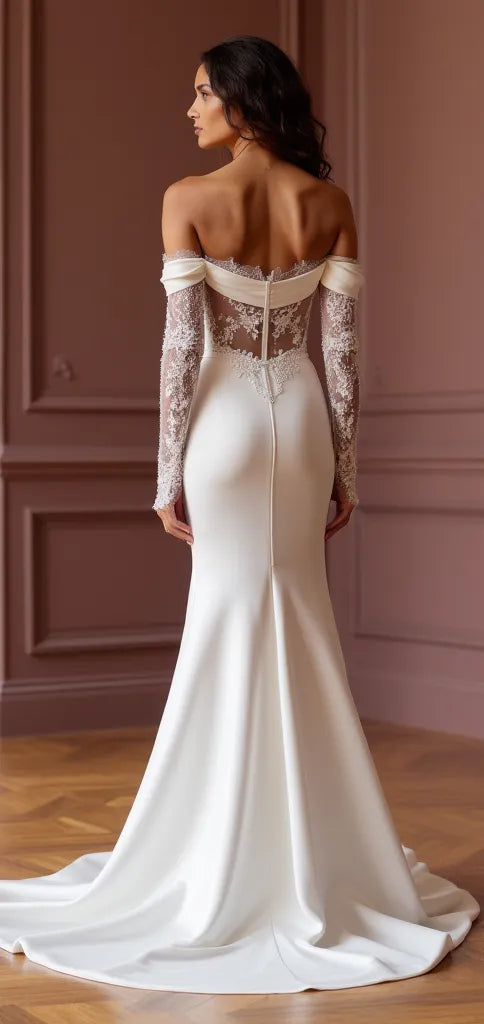 Mermaid Fit-and-Flare Wedding Dress for Minimalist Brides