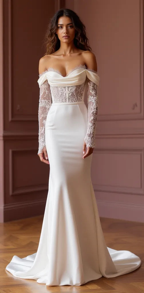 Mermaid Fit-and-Flare Wedding Dress for Minimalist Brides