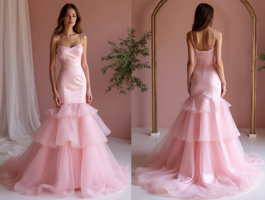 Fashion-Forward Pink Evening Dress & Prom Dress with Geometric Sequin Patterns