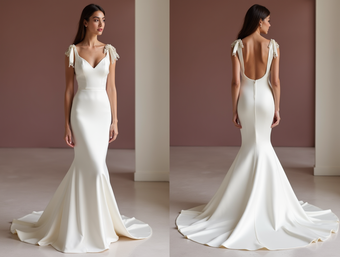 Mermaid White Wedding Dress with Off-the-Shoulder Sleeves for a Graceful Look