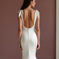 Mermaid White Wedding Dress with Off-the-Shoulder Sleeves for a Graceful Look