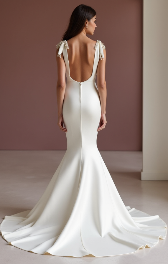 Mermaid White Wedding Dress with Off-the-Shoulder Sleeves for a Graceful Look