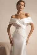 Statement Wedding Dress with a Voluminous Satin Skirt & Luxurious Detailing for a Bold yet Elegant Bridal Look