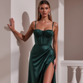 Sophisticated Evening Gown and Prom Dress with a High Slit for a Bold Statement