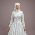 Exquisite Satin Muslim Wedding Dress With Pearls High Neck Long Sleeve Hijab Bridal Dress Elegant Vestidos De Novia