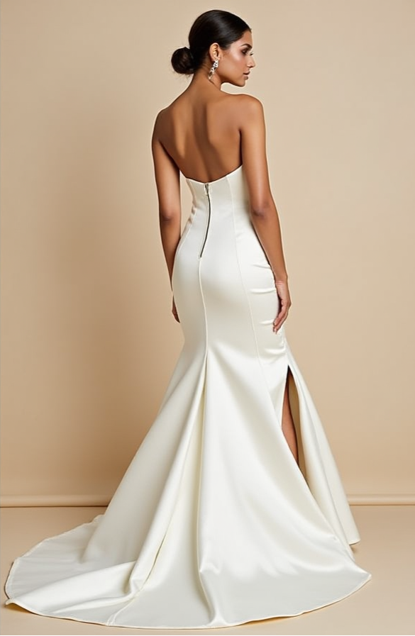 Off-Shoulder Puff Sleeve Wedding Gown with Belt