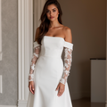 Mermaid White Wedding Dress with a Fit-and-Flare Silhouette for a Stunning Look
