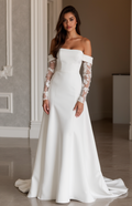 Mermaid White Wedding Dress with a Fit-and-Flare Silhouette for a Stunning Look