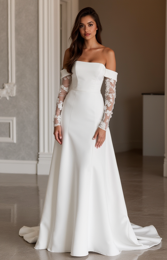 Mermaid White Wedding Dress with a Fit-and-Flare Silhouette for a Stunning Look