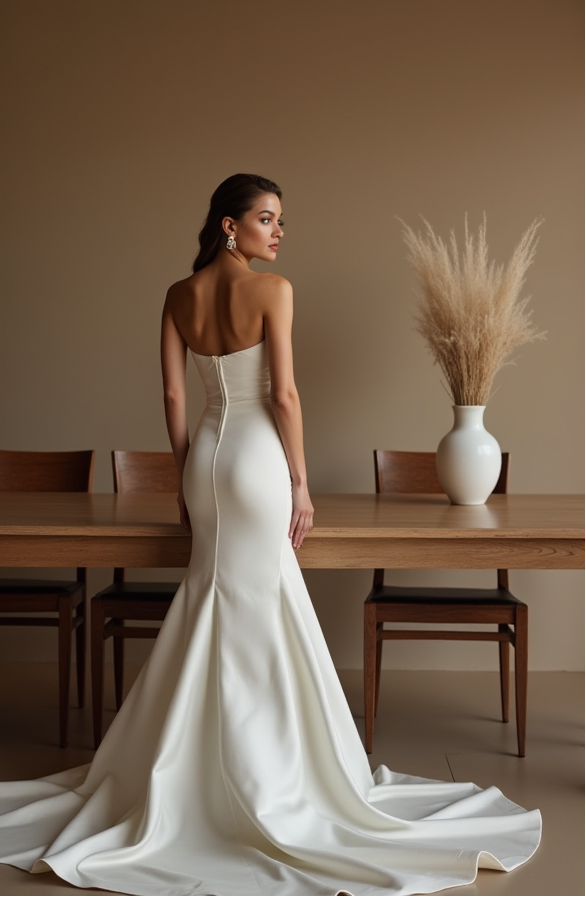 Strapless Mermaid Wedding Dress – Sweetheart Neckline & Satin Finish
