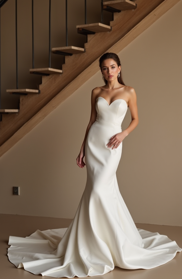 Strapless Mermaid Wedding Dress – Sweetheart Neckline & Satin Finish