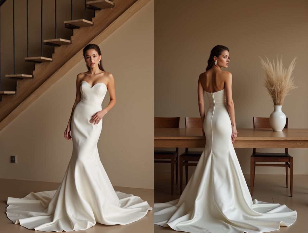 Strapless Mermaid Wedding Dress – Sweetheart Neckline & Satin Finish