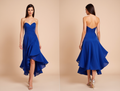 Royal Blue Strapless Ruffle Dress – Elegant Midi Party Gown