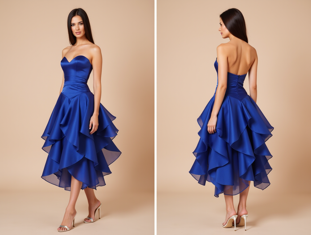 Elegant Satin Ball Gown Wedding Dress – Strapless with Lace Trim