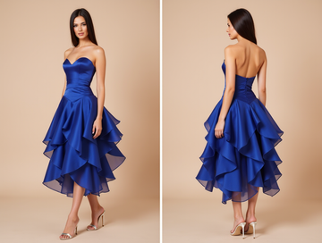 Elegant Satin Ball Gown Wedding Dress – Strapless with Lace Trim