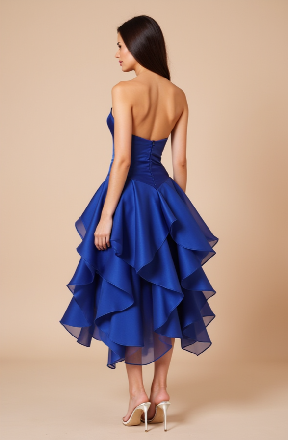 Elegant Satin Ball Gown Wedding Dress – Strapless with Lace Trim